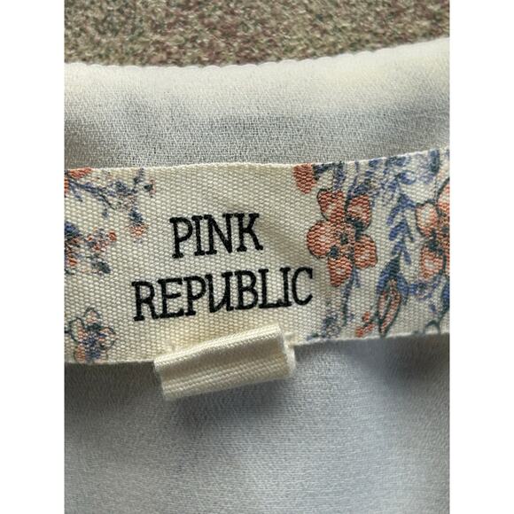 Pink Republic Floral Tank Top Medium White Blue Adjustable Straps Flowy Lined - Picture 7 of 7
